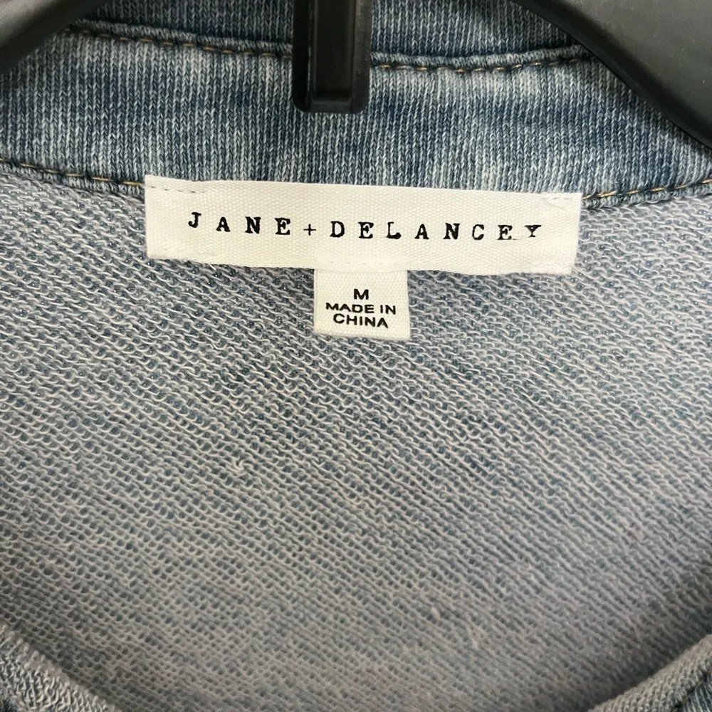 Jane and Delancey Washed Blue Button-Up Short Sleeve Top - Picture 2 of 2